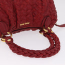 Miu Miu Hand Bag Leather Red Gold Auth 212947A-7