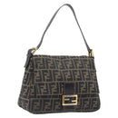 FENDI Zucca Canvas Mamma Baguette Shoulder Bag Brown Black Auth 212955A-1