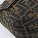 FENDI Zucca Canvas Mamma Baguette Shoulder Bag Brown Black Auth 212955A-11