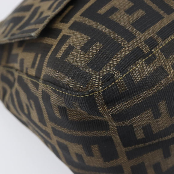 FENDI Zucca Canvas Mamma Baguette Shoulder Bag Brown Black Auth 212955A