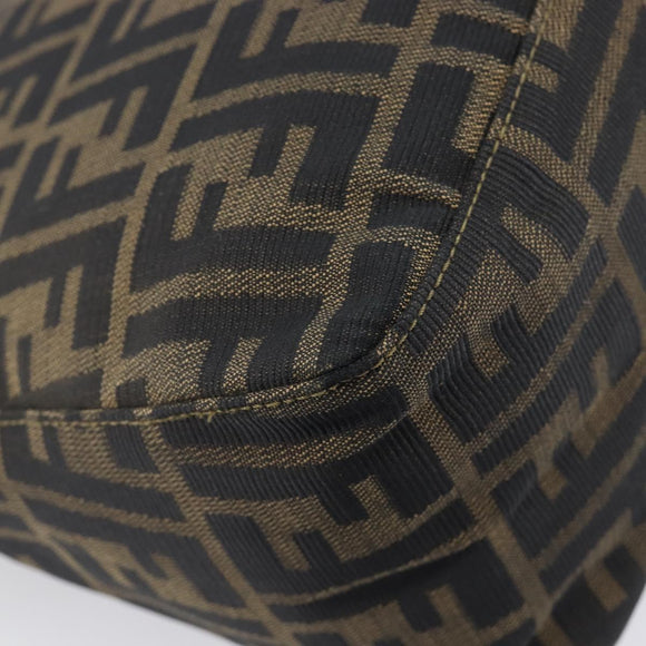 FENDI Zucca Canvas Mamma Baguette Shoulder Bag Brown Black Auth 212955A