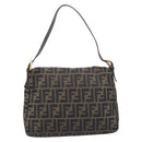 FENDI Zucca Canvas Mamma Baguette Shoulder Bag Brown Black Auth 212955A-3