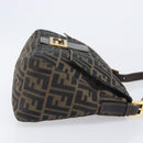 FENDI Zucca Canvas Mamma Baguette Shoulder Bag Brown Black Auth 212955A-4