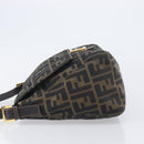 FENDI Zucca Canvas Mamma Baguette Shoulder Bag Brown Black Auth 212955A-5