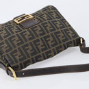 FENDI Zucca Canvas Mamma Baguette Shoulder Bag Brown Black Auth 212955A-6
