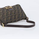 FENDI Zucca Canvas Mamma Baguette Shoulder Bag Brown Black Auth 212955A-7