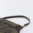 FENDI Zucca Canvas Mamma Baguette Shoulder Bag Brown Black Auth 212955A-8