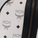 MCM Vicetos Boston Bag PVC Leather White Gold Auth 212956A-5