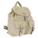 PRADA Backpack Nylon Beige Silver Auth 212961-1