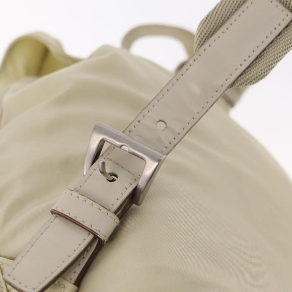 PRADA Backpack Nylon Beige Silver Auth 212961