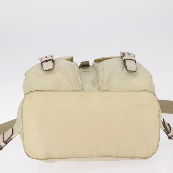 PRADA Backpack Nylon Beige Silver Auth 212961