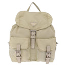 PRADA Backpack Nylon Beige Silver Auth 212961-2