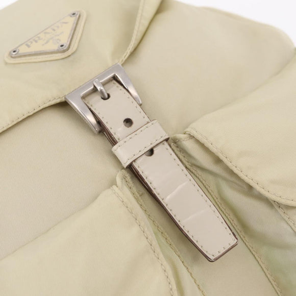 PRADA Backpack Nylon Beige Silver Auth 212961