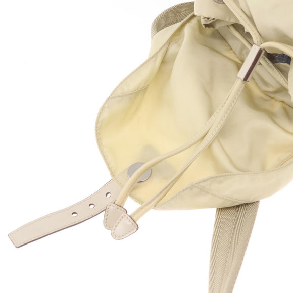 PRADA Backpack Nylon Beige Silver Auth 212961