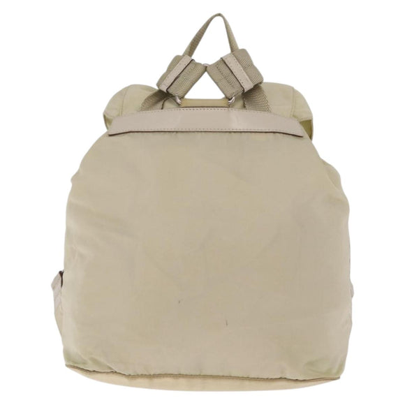PRADA Backpack Nylon Beige Silver Auth 212961