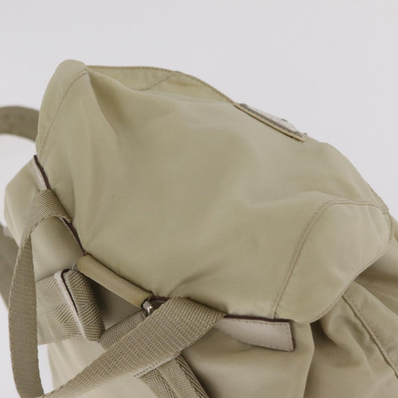 PRADA Backpack Nylon Beige Silver Auth 212961