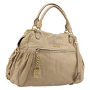 Miu Miu Hand Bag Leather 2way Beige Gold Auth 212969-1