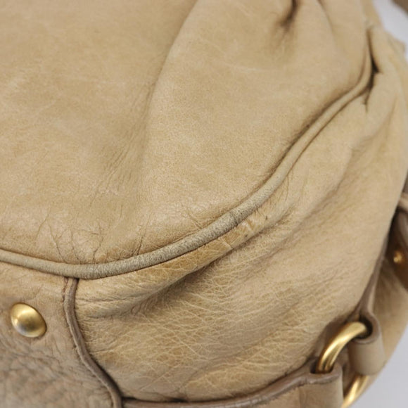 Miu Miu Hand Bag Leather 2way Beige Gold Auth 212969