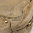 Miu Miu Hand Bag Leather 2way Beige Gold Auth 212969-15