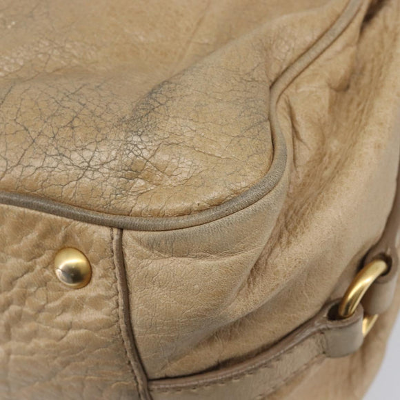 Miu Miu Hand Bag Leather 2way Beige Gold Auth 212969