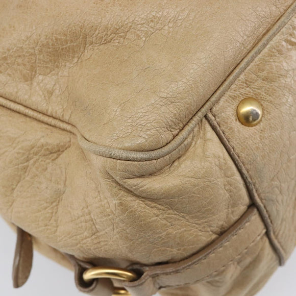 Miu Miu Hand Bag Leather 2way Beige Gold Auth 212969