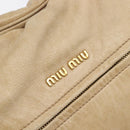 Miu Miu Hand Bag Leather 2way Beige Gold Auth 212969-18