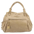 Miu Miu Hand Bag Leather 2way Beige Gold Auth 212969-2