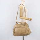 Miu Miu Hand Bag Leather 2way Beige Gold Auth 212969-29