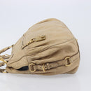 Miu Miu Hand Bag Leather 2way Beige Gold Auth 212969-5