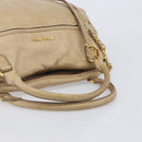 Miu Miu Hand Bag Leather 2way Beige Gold Auth 212969-7
