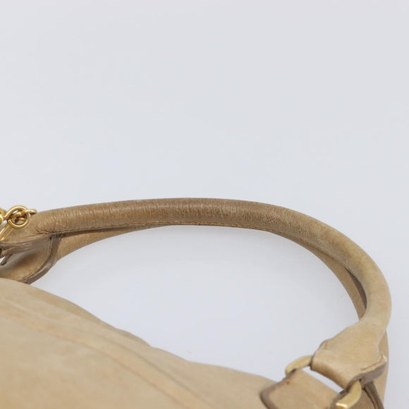 Miu Miu Hand Bag Leather 2way Beige Gold Auth 212969