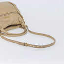 Miu Miu Hand Bag Leather 2way Beige Gold Auth 212969-9