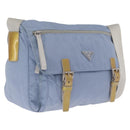 PRADA Shoulder Bag Nylon Light Blue Silver Auth 212972A-1