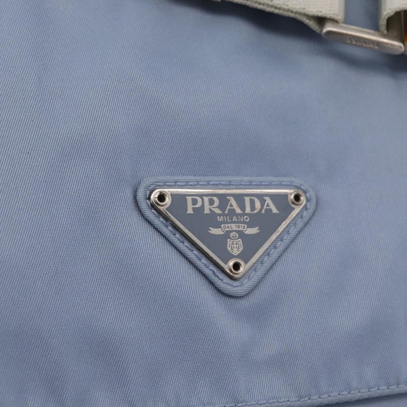 PRADA Shoulder Bag Nylon Light Blue Silver Auth 212972A