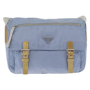PRADA Shoulder Bag Nylon Light Blue Silver Auth 212972A-2
