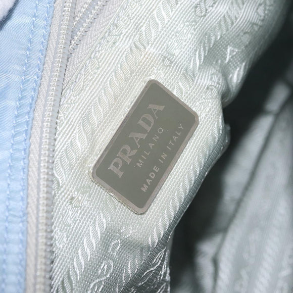 PRADA Shoulder Bag Nylon Light Blue Silver Auth 212972A