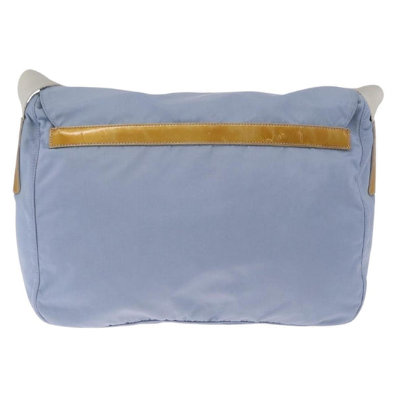 PRADA Shoulder Bag Nylon Light Blue Silver Auth 212972A