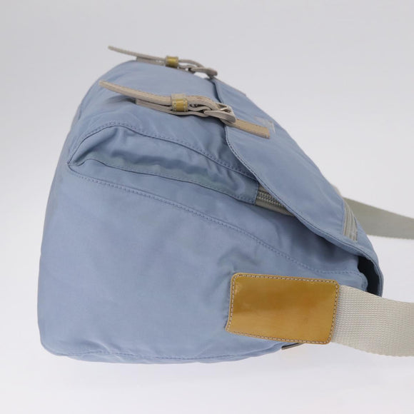 PRADA Shoulder Bag Nylon Light Blue Silver Auth 212972A
