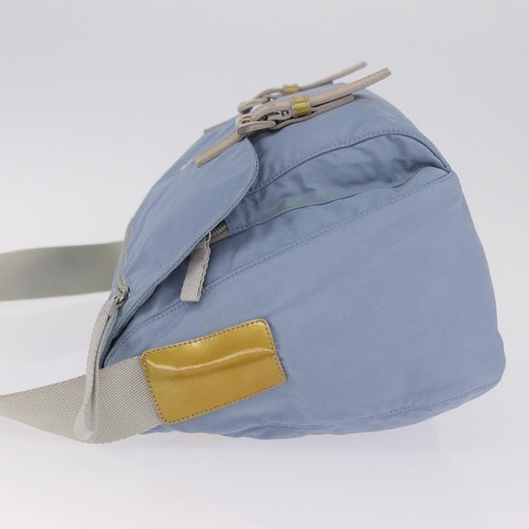 PRADA Shoulder Bag Nylon Light Blue Silver Auth 212972A