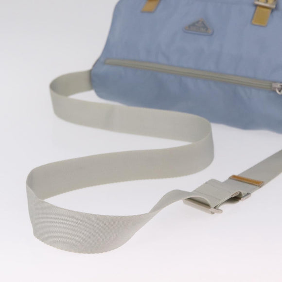 PRADA Shoulder Bag Nylon Light Blue Silver Auth 212972A