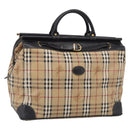 Burberrys Nova Check Boston Bag PVC Beige Gold Auth 212973-1