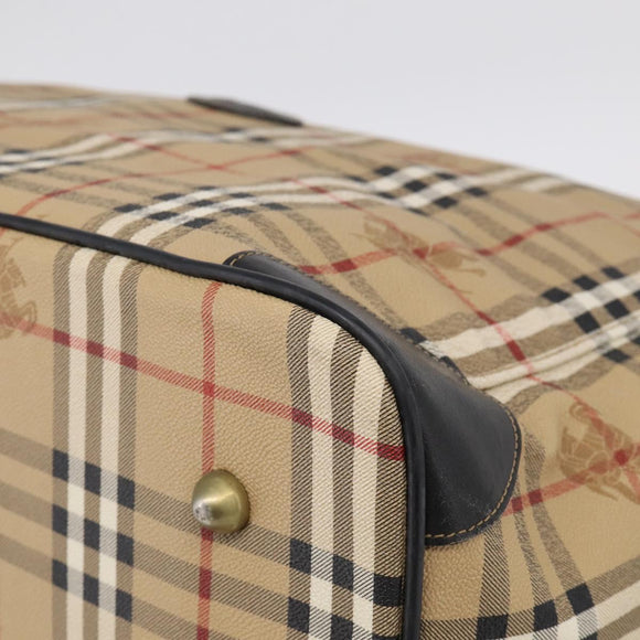 Burberrys Nova Check Boston Bag PVC Beige Gold Auth 212973