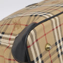 Burberrys Nova Check Boston Bag PVC Beige Gold Auth 212973-11