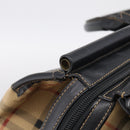 Burberrys Nova Check Boston Bag PVC Beige Gold Auth 212973-17