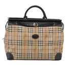 Burberrys Nova Check Boston Bag PVC Beige Gold Auth 212973-2