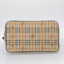 Burberrys Nova Check Boston Bag PVC Beige Gold Auth 212973-9