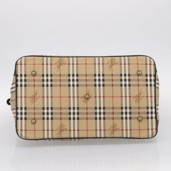Burberrys Nova Check Boston Bag PVC Beige Gold Auth 212973