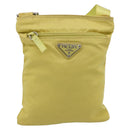 PRADA Shoulder Bag Nylon Yellow Silver Auth 212976-2