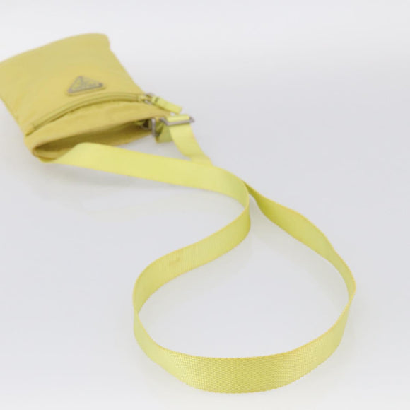 PRADA Shoulder Bag Nylon Yellow Silver Auth 212976