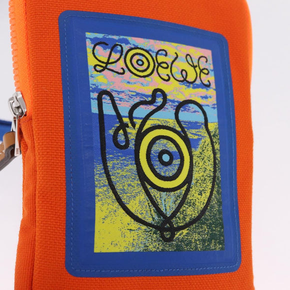 LOEWE Irohebe Nature Neck Pouch Shoulder Bag Canvas Blue Silver Auth 212977M